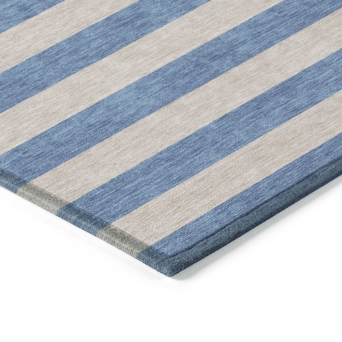 3' X 5' Tan Striped Washable Non Skid Indoor Outdoor Area Rug