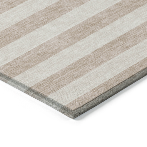 8' Runner Beige Striped Washable Non Skid Indoor Outdoor Runner Rug