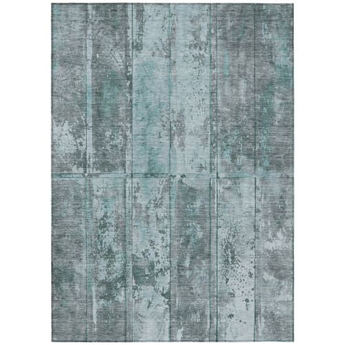 3' X 5' Teal Blue Charcoal And Gray Abstract Washable Indoor Outdoor Area Rug
