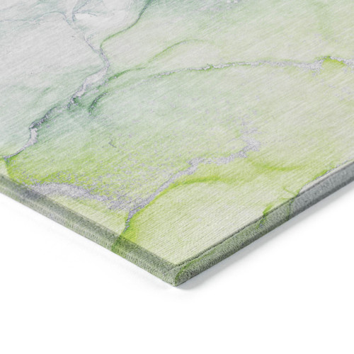 2' X 3' Blue and Green Abstract Washable Indoor Outdoor Area Rug