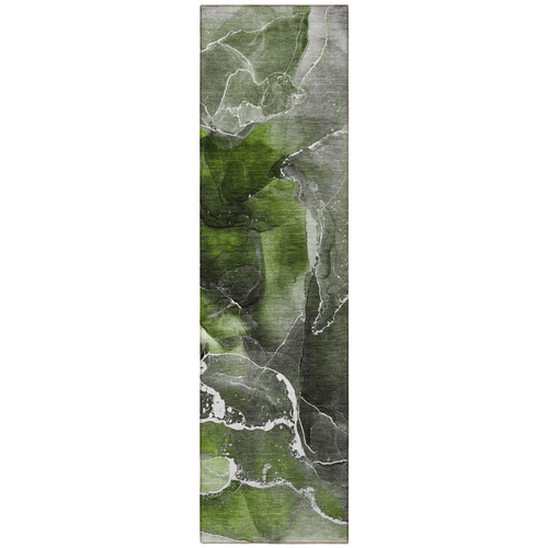 8' Runner Green Abstract Washable Non Skid Indoor Outdoor Runner Rug - 608219396688