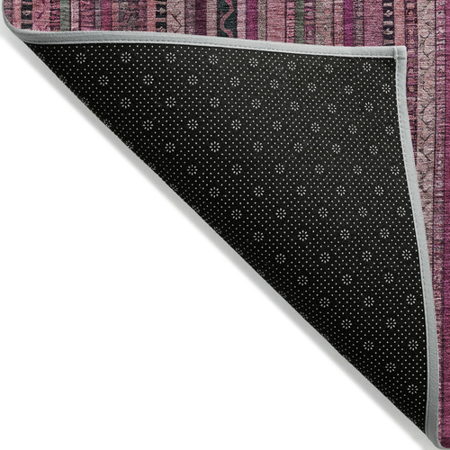 3' X 5' Pink Mauve And Blush Striped Washable Indoor Outdoor Area Rug - 880016692402