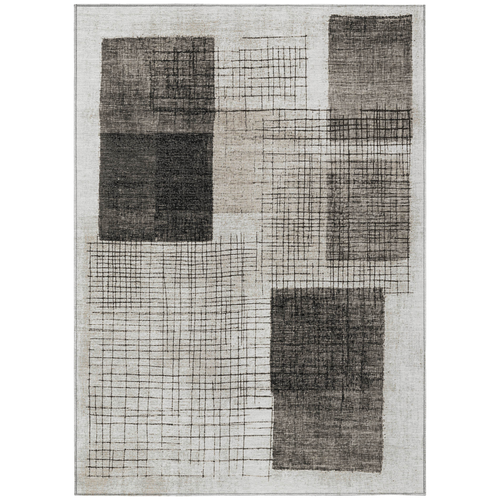 3' X 5' Ivory And Black Geometric Washable Indoor Outdoor Area Rug - 880016647433