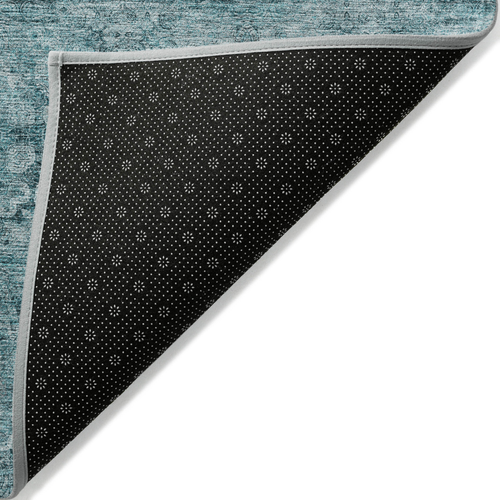2' X 3' Teal Floral Medallion Washable Non Skid Indoor Outdoor Area Rug - 608219253073