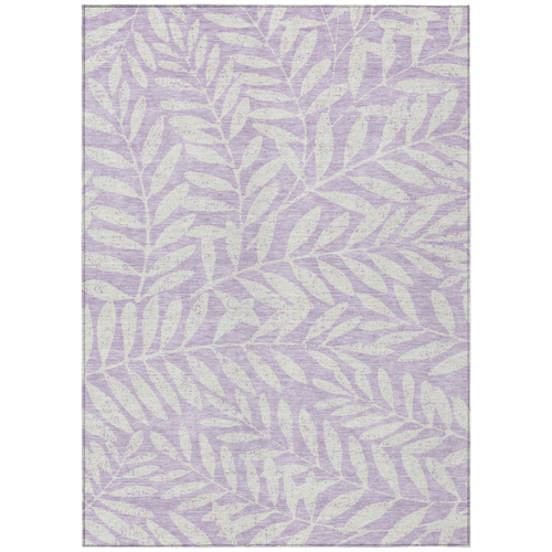 3' X 5' Lavender And Ivory Floral Washable Indoor Outdoor Area Rug