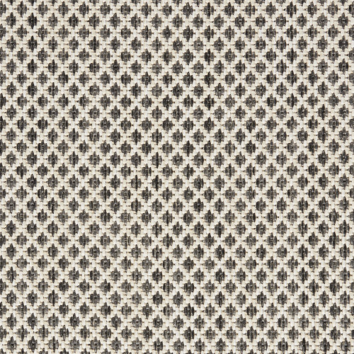 5' Ivory And Charcoal Round Geometric Indoor Outdoor Area Rug