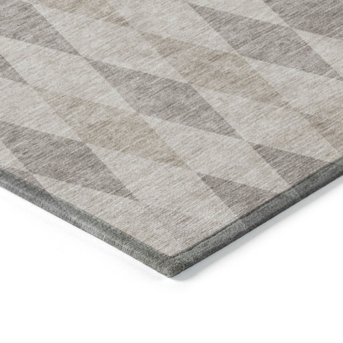 5' X 8' Beige Taupe and Brown Geometric Washable Non Skid Indoor Outdoor Area Rug
