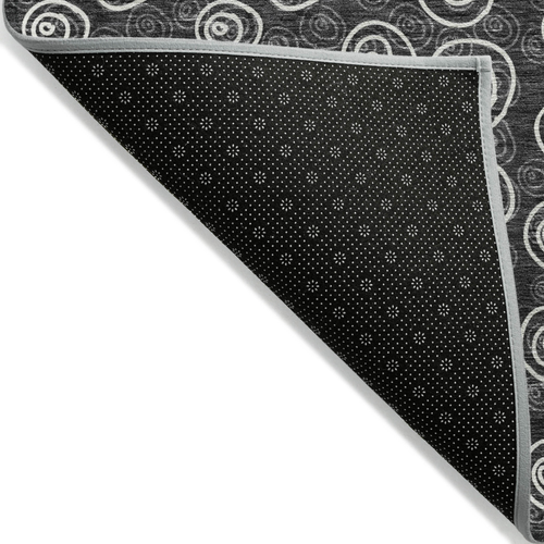3' X 5' Black Gray And Ivory Geometric Washable Indoor Outdoor Area Rug