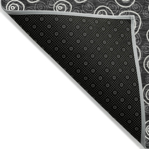 3' X 5' Black Gray And Ivory Geometric Washable Indoor Outdoor Area Rug