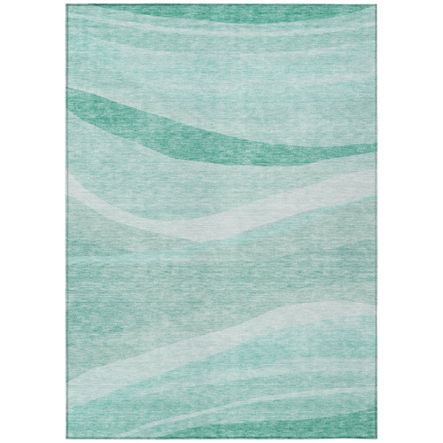 5' X 8' Aqua And Sky Blue Abstract Washable Indoor Outdoor Area Rug