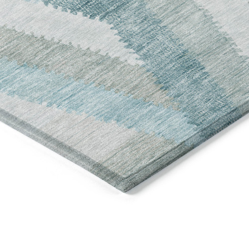 3' X 5' Teal Blue Geometric Washable Indoor Outdoor Area Rug