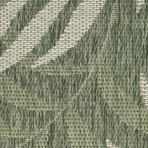 3' X 5' Green And Ivory Palm Leaf Indoor Outdoor Area Rug