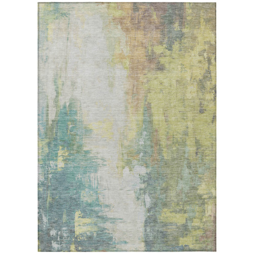 3' X 5' Pale Aqua And Ivory Abstract Washable Indoor Outdoor Area Rug