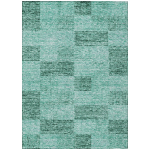 3' X 5' Blue And Aqua Geometric Washable Indoor Outdoor Area Rug