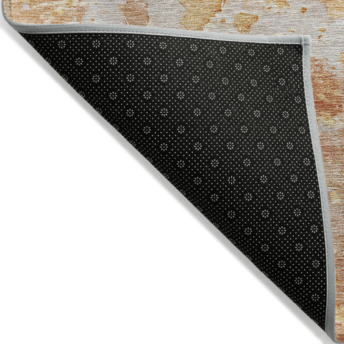 5' X 8' Salmon Abstract Washable Indoor Outdoor Area Rug