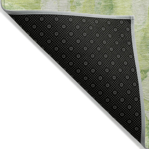 3' X 5' Lime Green And Ivory Abstract Washable Indoor Outdoor Area Rug