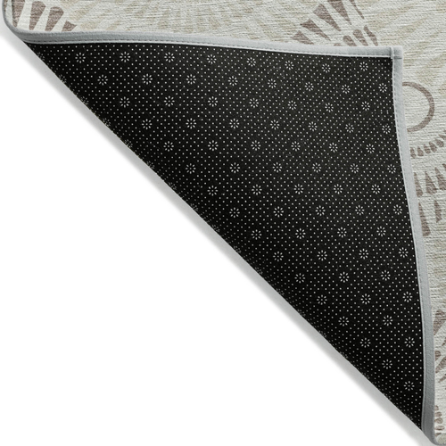 5' X 8' Taupe And Brown Geometric Washable Indoor Outdoor Area Rug