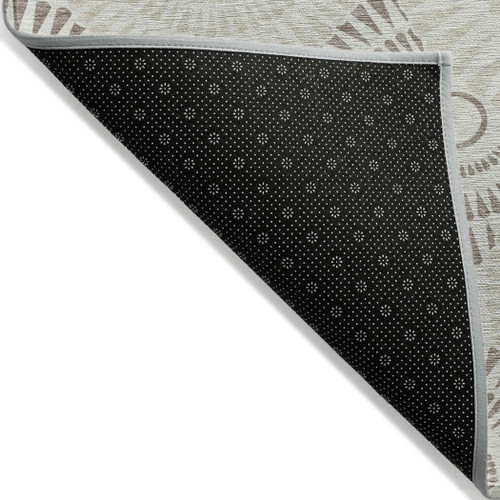 5' X 8' Taupe And Brown Geometric Washable Indoor Outdoor Area Rug