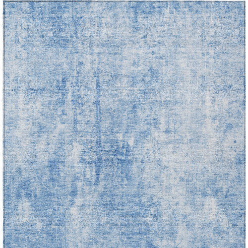 3' X 5' Denim Blue And Ivory Abstract Washable Indoor Outdoor Area Rug