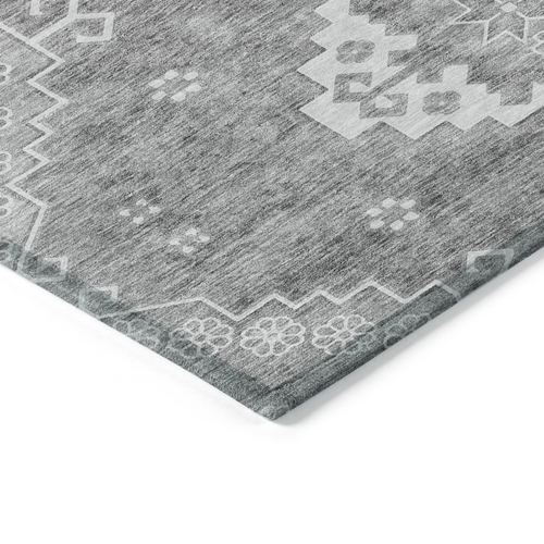 3' X 5' Gray And Ivory Medallion Washable Indoor Outdoor Area Rug