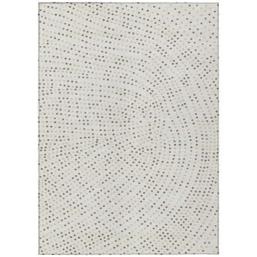 5' X 8' Ivory And Brown Polka Dot Washable Indoor Outdoor Area Rug