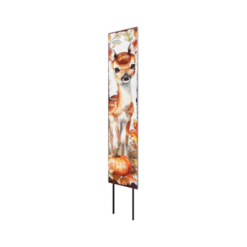 42" White And Brown Solid Wood Fall Deer Garden Stake