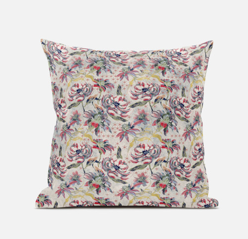 16" Pink Yellow Roses Suede Throw Pillow