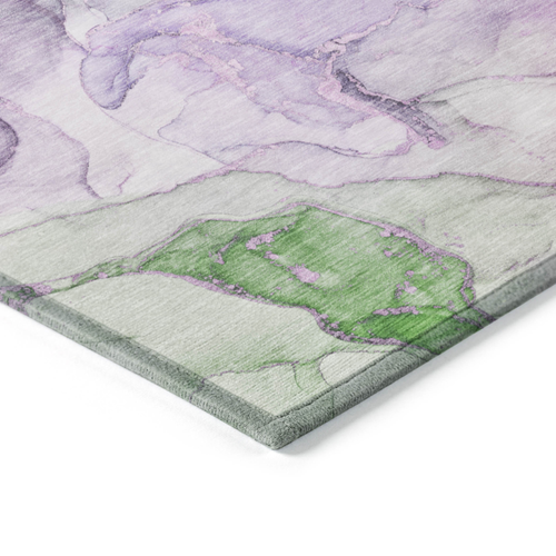 5' X 8' Purple Abstract Washable Non Skid Indoor Outdoor Area Rug