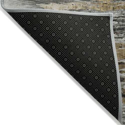 5' X 8' Gray Charcoal And Silver Abstract Washable Indoor Outdoor Area Rug
