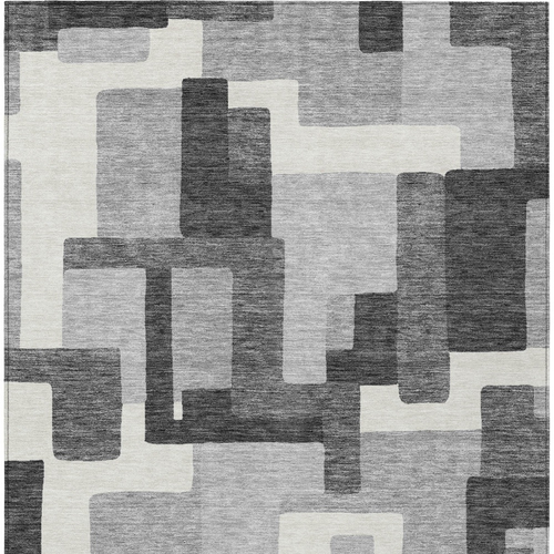 5' X 8' Gray Charcoal And Silver Abstract Washable Indoor Outdoor Area Rug