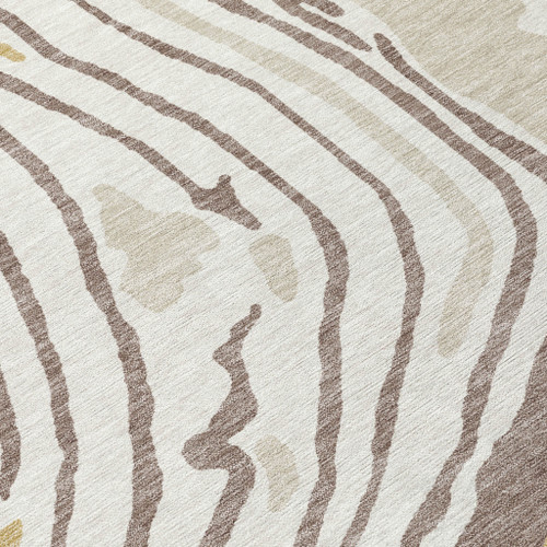 5' X 8' Taupe Brown And Beige Abstract Washable Indoor Outdoor Area Rug Transitional Style - Taupe, Brown, Beige Color