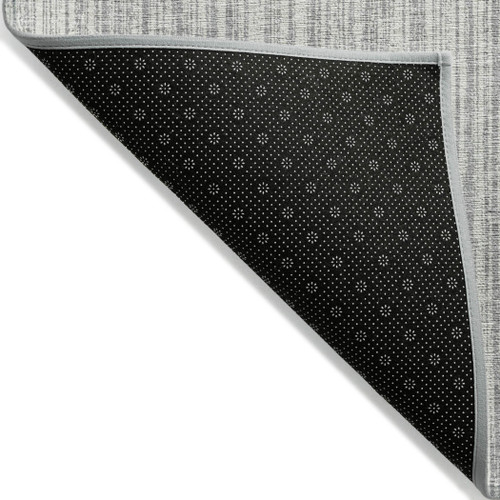 3' X 5' Gray And Silver Striped Washable Indoor Outdoor Area Rug