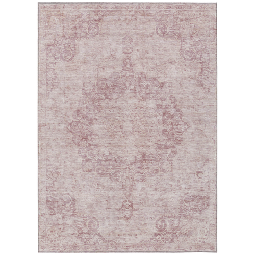3' X 5' Pink Floral Medallion Washable Indoor Outdoor Area Rug