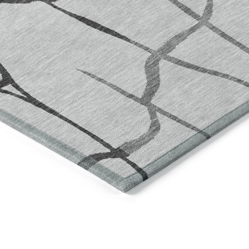 3' X 5' Gray And Charcoal Abstract Washable Indoor Outdoor Area Rug