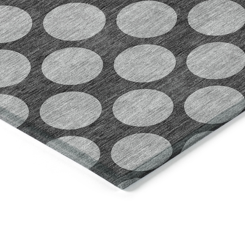5' X 8' Charcoal And Ivory Polka Dot Washable Indoor Outdoor Area Rug