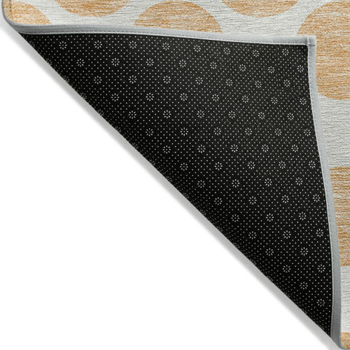 3' X 5' Peach And Ivory Polka Dot Washable Indoor Outdoor Area Rug