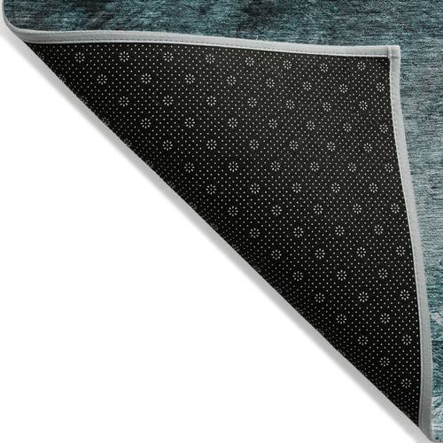 5' X 8' Teal Blue Aqua And Gray Abstract Washable Indoor Outdoor Area Rug