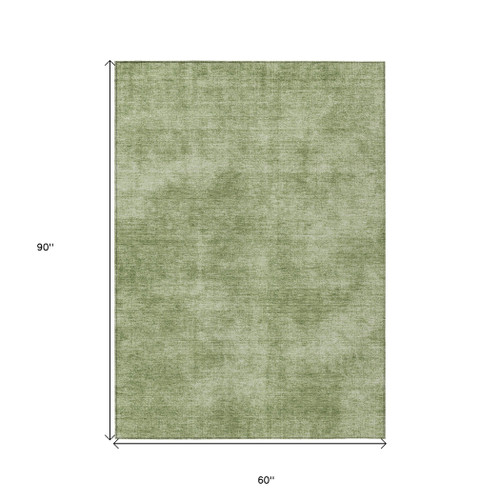 5' X 8' Green Washable Indoor Outdoor Area Rug