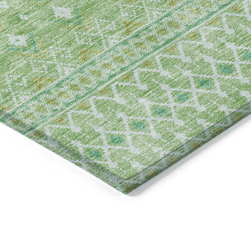 3' X 5' Green And Mint Green Tribal Washable Indoor Outdoor Area Rug
