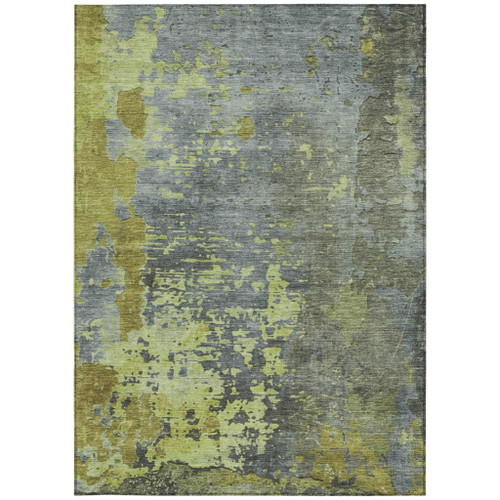 3' X 5' Fern Green Gray And Olive Green Abstract Washable Indoor Outdoor Area Rug