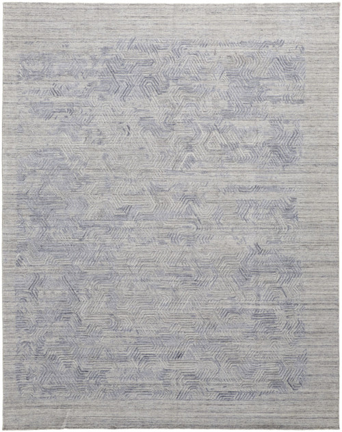 4' X 6' Blue and Gray Abstract Hand Woven Distressed Area Rug