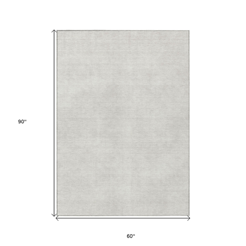 5' X 8' Ivory Washable Indoor Outdoor Area Rug