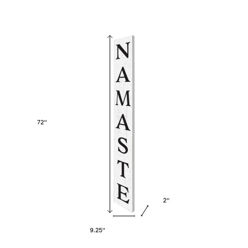 72" White And Black Solid Wood Namaste Porch Sign