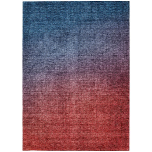 3' X 5' Navy Blue Red And Eggplant Ombre Washable Indoor Outdoor Area Rug
