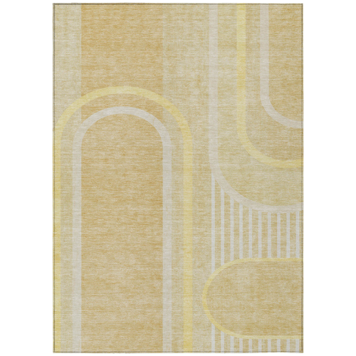 3' X 5' Beige Abstract Washable Indoor Outdoor Area Rug