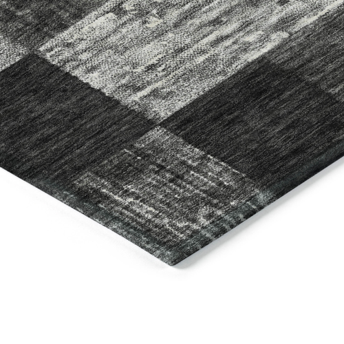 3' X 5' Black And Gray Geometric Washable Indoor Outdoor Area Rug