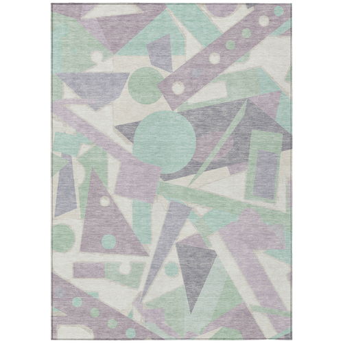 3' X 5' Lavender Mint Green And Ivory Geometric Washable Indoor Outdoor Area Rug