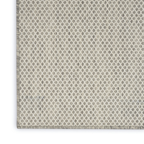 20' Ivory And Silver Geometric Indoor Outdoor Runner Rug
