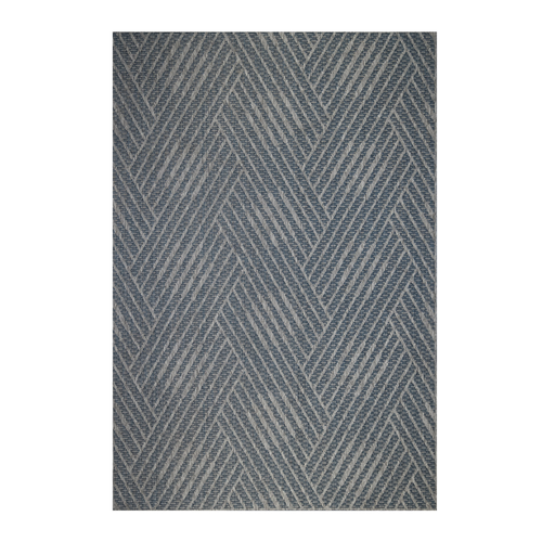 2' X 3' Gray and Blue Geometric Stain Resistant Indoor Outdoor Area Rug