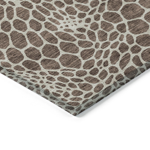 5' X 8' Brown And Beige Geometric Washable Indoor Outdoor Area Rug